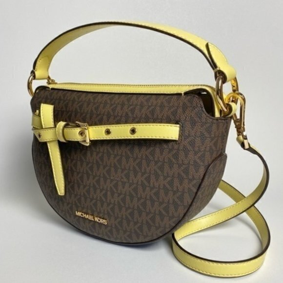 Michael Kors Emilia Half Moon Crossbody Bag in Buttercup - Picture 1 of 15